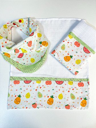Kit Presente Babador e Fraldinhas de Boca Frut Verde