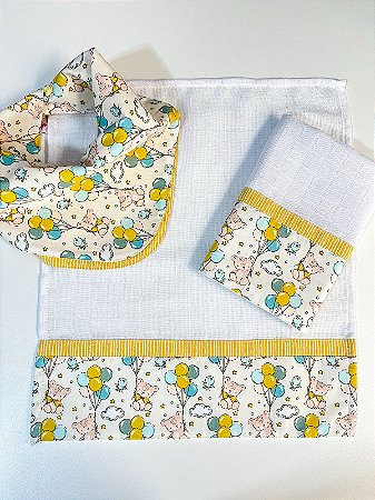 Kit Presente Babador e Fraldinhas de Boca Ursinho