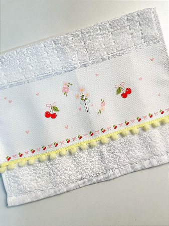 Toalhinha Cherry Amarela Cerejinhas