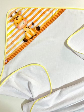 Toalha Fralda com Capuz Girafinha