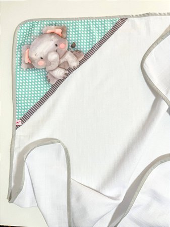 Toalha Fralda com Capuz Elefantinho