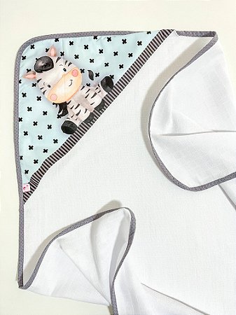 Toalha Fralda com Capuz Zebrinha