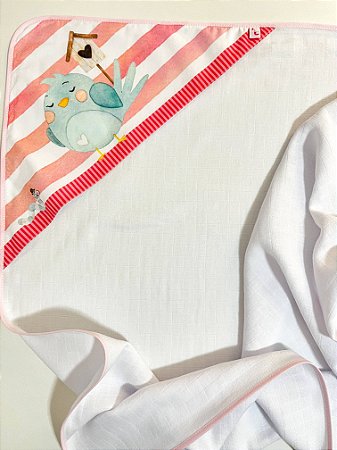 Toalha Fralda com Capuz Passarinho