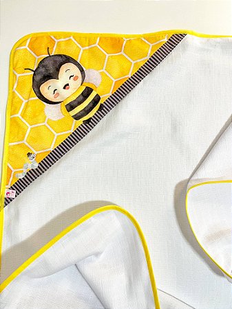 Toalha Fralda com Capuz Abelhinha