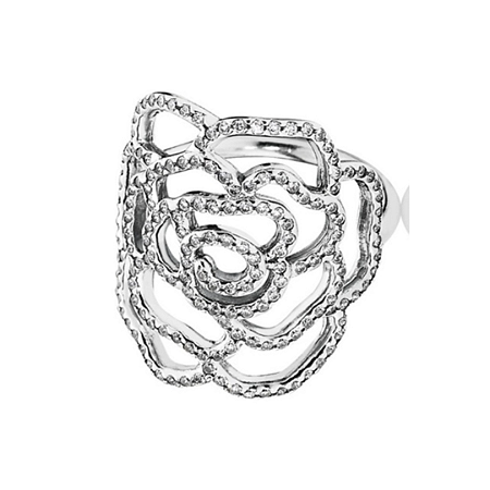 Anel Feminino Inspiração Pandora Grande Rosa | Prata e Zircônias