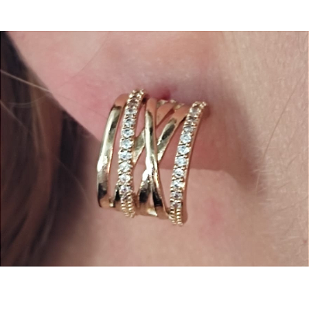 Brinco Ear Cuff Cravejado Zircônias