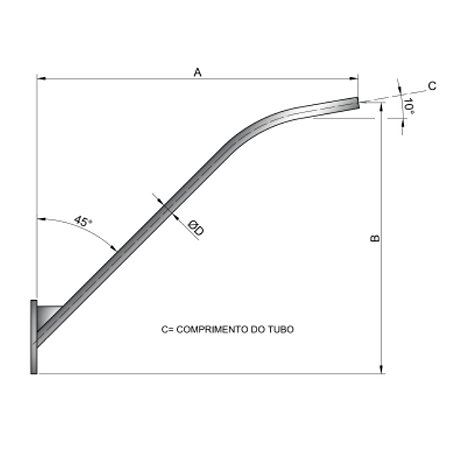 Braço Curvo Com Sapata 1,5 Metros Ø 33,5mm ETBCS15-33GF