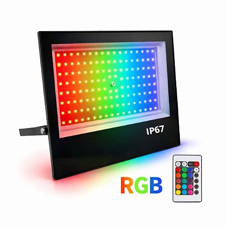 Refletor LED 400w RGB IP67 Bivolt Com Controle Remoto OLT-FF05-RGB