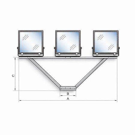 Cruzeta Linear Galvanizada a Fogo 1500mm 1.1/2" Para 3 Projetores ETCZ03GFL