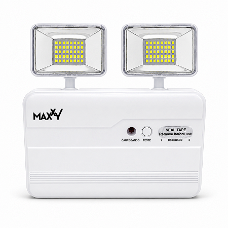 Luminária LED Emergência 2 Faróis 2.600 Lumens 6500k Bivolt MAX-0531