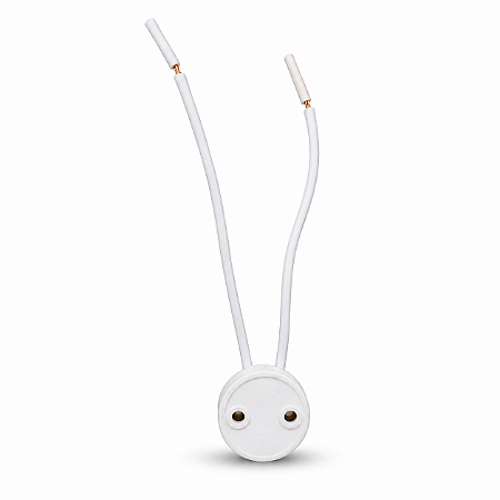 Soquete G13 com Rabicho para Lâmpada Tubular T8 Bivolt Branco Cerge 5614