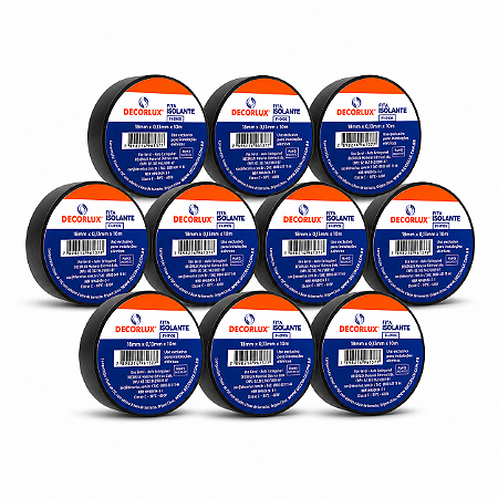 Kit 10 - Fita Isolante PVC Anti Chama Auto Extinguivel 10 Metros FI0105