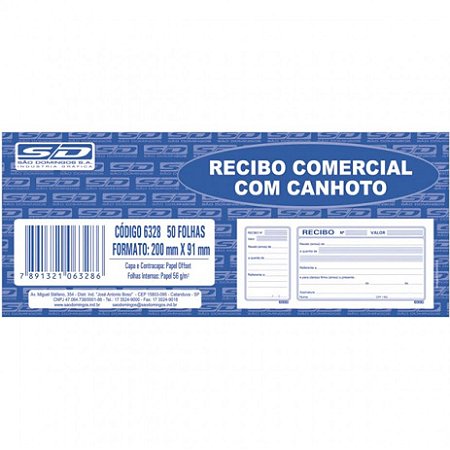 Recibo comercial com canhoto 50 folhas