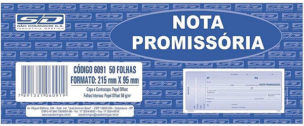 Talão Nota  promissória 50 folhas