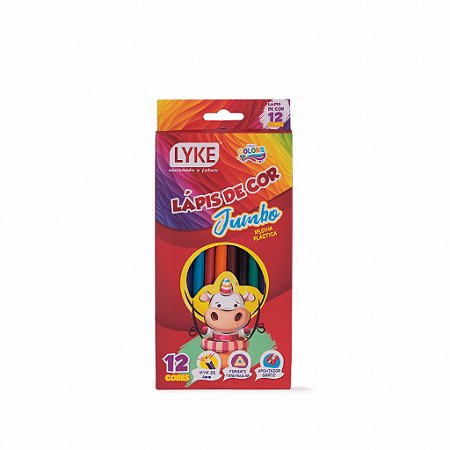 Lápis de Cor Jumbo LYKE triangular de resina plástica 12 cores