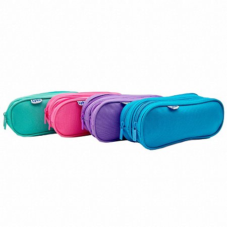 Estojo Multiuso Oval 2 zíper cores sortidas