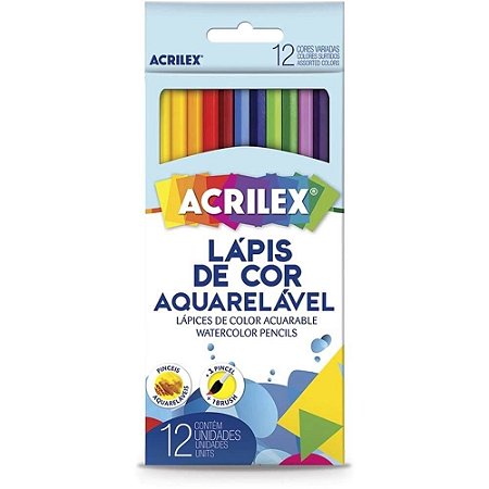 Lápis de Cor 12 Cores Aquarelável  Acrilex