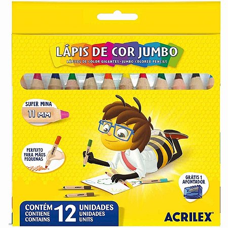 Lápis de Cor Jumbo Acrilex - 12 Cores