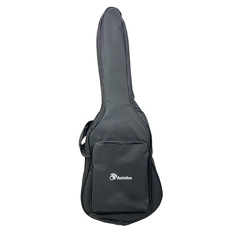 Capa Para Violão Folk Com Bolso E Alça Simples Preta