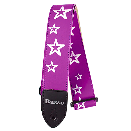 Correia Basso SF 71 Lilás Estrelas Sintética Para Guitarra