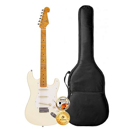 Kit Guitarra Stratocaster SX Vintage SST57 Branca Com Capa