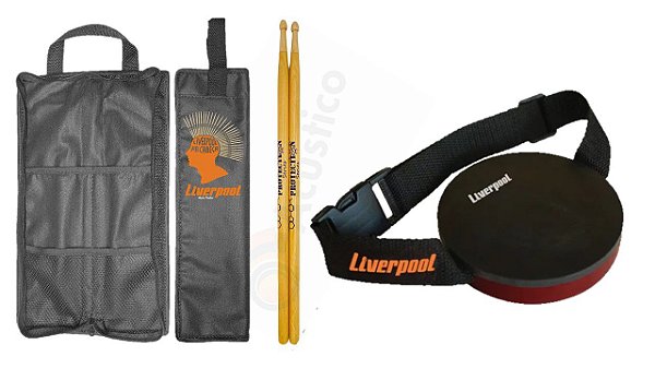 Kit Liverpool Estudo Pad de Estudo, Baqueta 5BM C/ Bag KE5BM