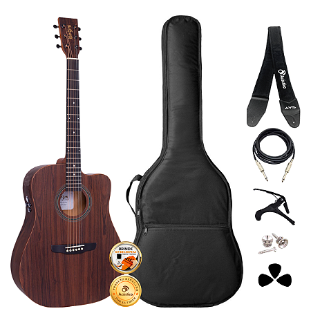 Kit Violão Elétrico Rozini Presença Brasil Rx315 Completo