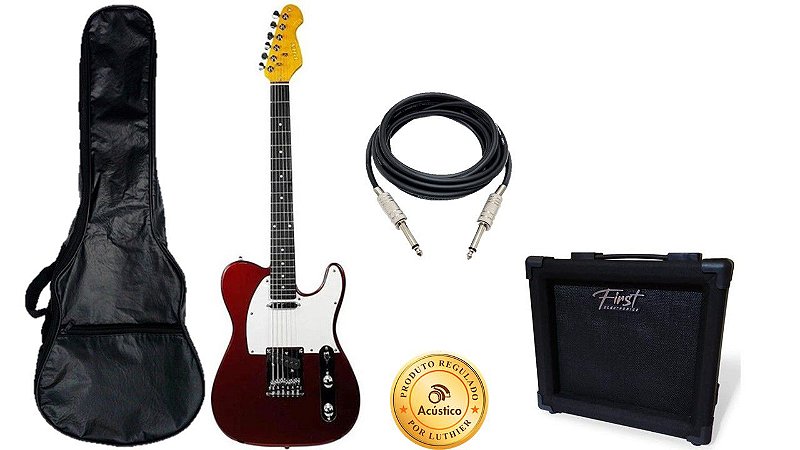 Kit PHX Guitarra Tele Vermelha + Bag + Ampl. + Cabo TL-1MRD