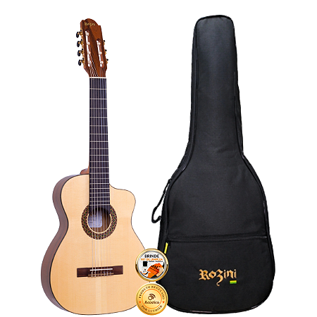 Violão 7 Cordas Nylon Profissional Rozini Rx721 Acústico Bag
