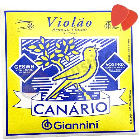Encordoamento Violão Aço Inox Jogo C/6 Giannini Canario