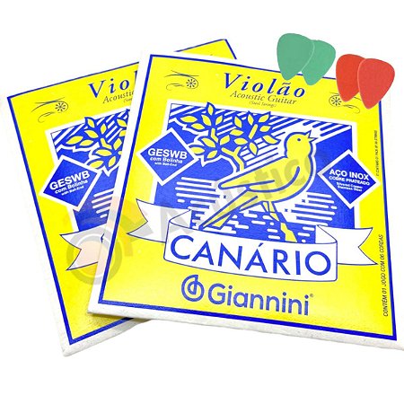 2 Encordoamento Violão Aço Inox Jogo C/6 Giannini Canario