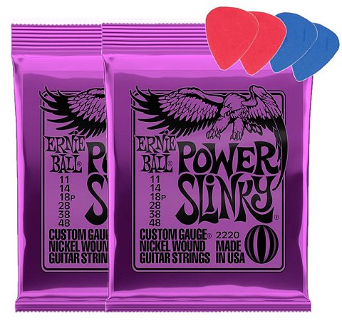 2 Jogos Encordoamento Guitarra 011 Ernie Ball Power Slinky