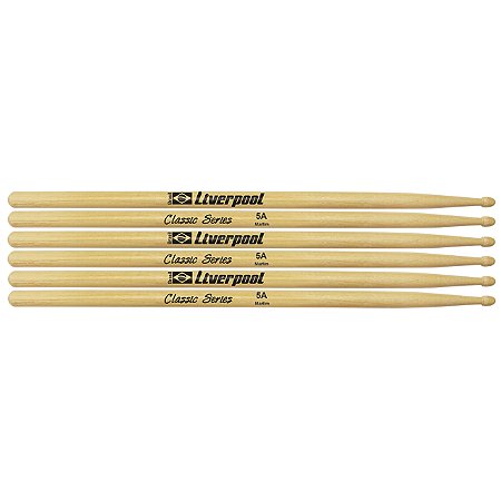 Baqueta De Bateria Liverpool Classic Series 5A Marfim 3 Pares