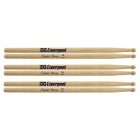 Kit Baquetas de Bateria Liverpool Classic 3A Marfim 3 par