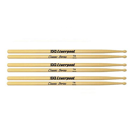 Kit Baquetas de Bateria Liverpool Jazz 7A Marfim 3 par