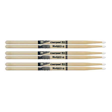 Kit Baquetas de Bateria Liverpool Hickory 2B Nylon 3 par