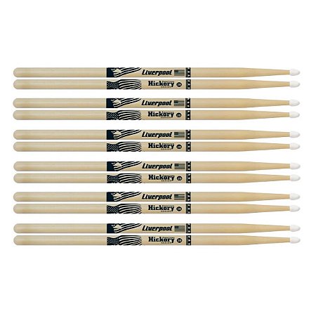 Kit Baquetas de Bateria Liverpool Hickory 2B Nylon 6 par