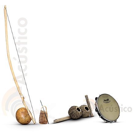 Instrumentos de Capoeira Berimbau + Pandeiro Couro + Agogô