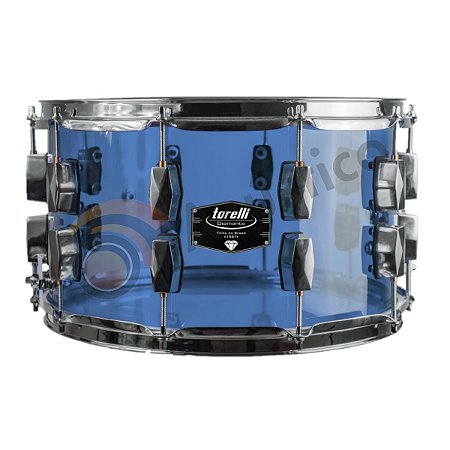 Caixa de Bateria 14 x 8 Canoa Dupla Acrílico Azul Torelli