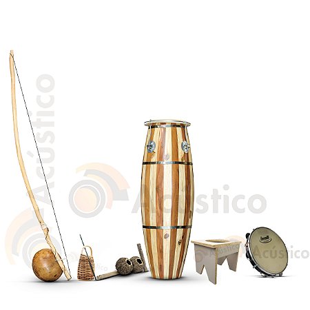 Berimbau Baqueta Caxixi + Atabaque Sup + Agogô + Pandeiro