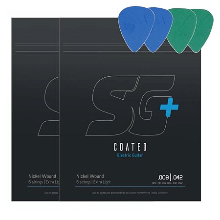 2 Jogos Encordoamento SG Cordas Guitarra 09 Plus Coated