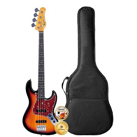 Kit Baixo 4 Cordas Tagima Jazz TW-73 Sunburst Tortoise Capa