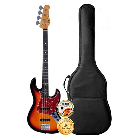 Kit Baixo 4 Cordas Tagima Jazz Bass Sunburst TW-73 Com Capa