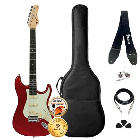 Kit Guitarra Tagima Stratocaster Candy Apple Tg-500 Completo