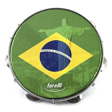 Pandeiro Torelli Brasil Cristo 10" Verde Pele Nylon