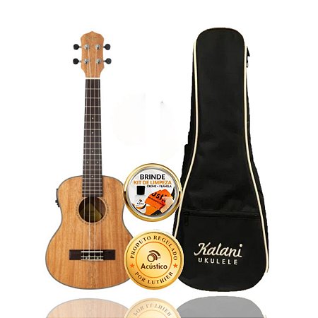 Ukulele Kalani Tenor Elétrico Série 26 Kayke Mogno + Bag