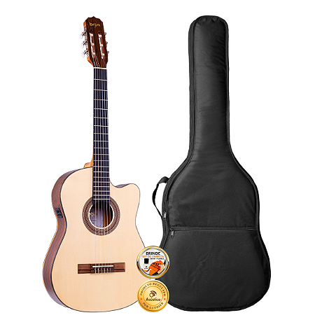 Kit Violão Elétrico Nylon Rozini Flat P.Brasil Rx515 Capa