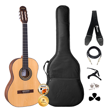 Kit Violão Nylon Estudante Elétrico Rozini Rx201 Completo