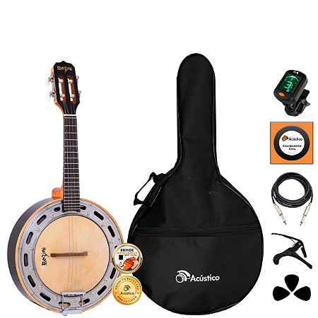 Kit Banjo Rozini Elétrico RJ11 Caixa Larga Preto Completo