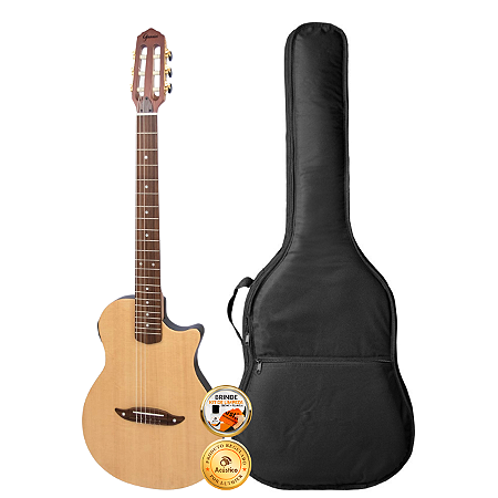 Kit Violão Elétrico Nylon Giannini Brasil Stage Maciço Capa
